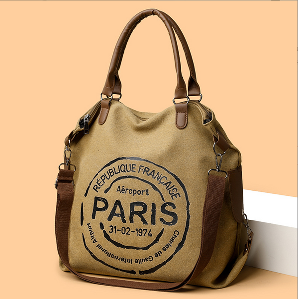 Сумка шоппер женская хаки текстильная повседневная PARIS &mdash; вместительная городская холщовая сумка через плечо с ручками S399-2 фото