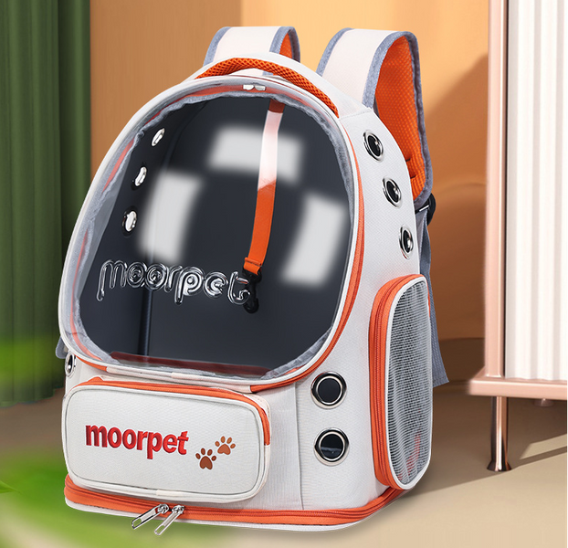 Рюкзак для животных оранжевый Moorpet с панорамным иллюминатором переноска для кота R715-3 фото