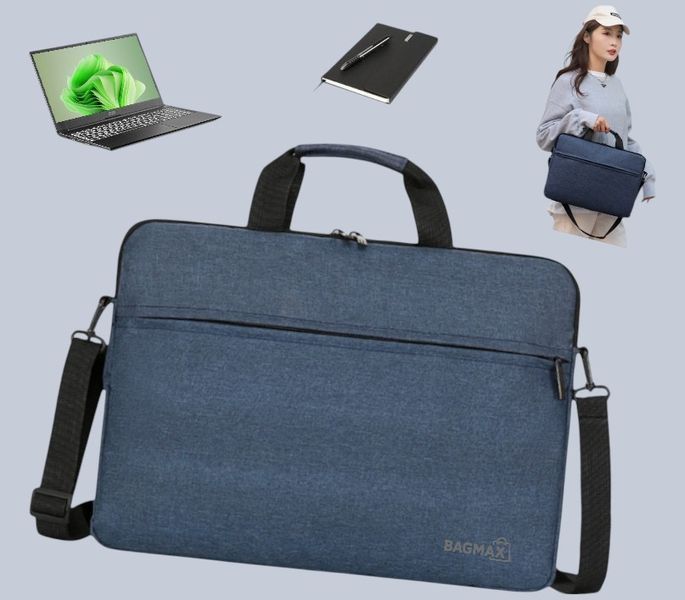 Сумка для ноутбука Bagmax 14.1" плоска синя на ремені з кишенею S719-3 фото