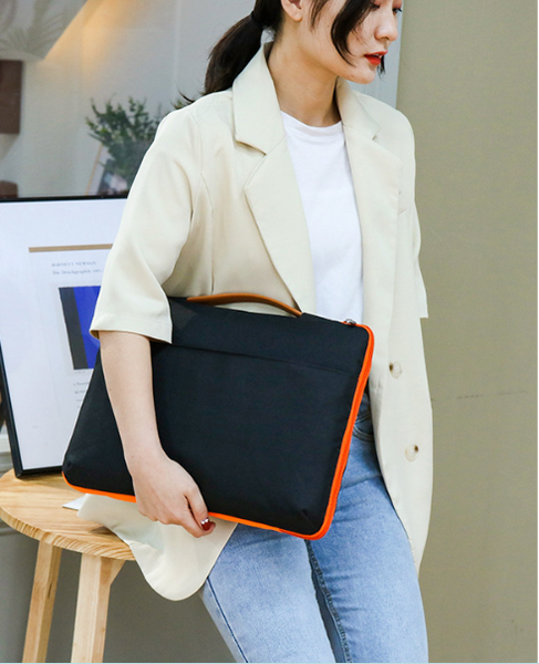 Сумка для ноутбука рожева тонка Slim Orang 14.1" чохол для ноутбуку макбуку з кішенею та ручкою S139-2 фото